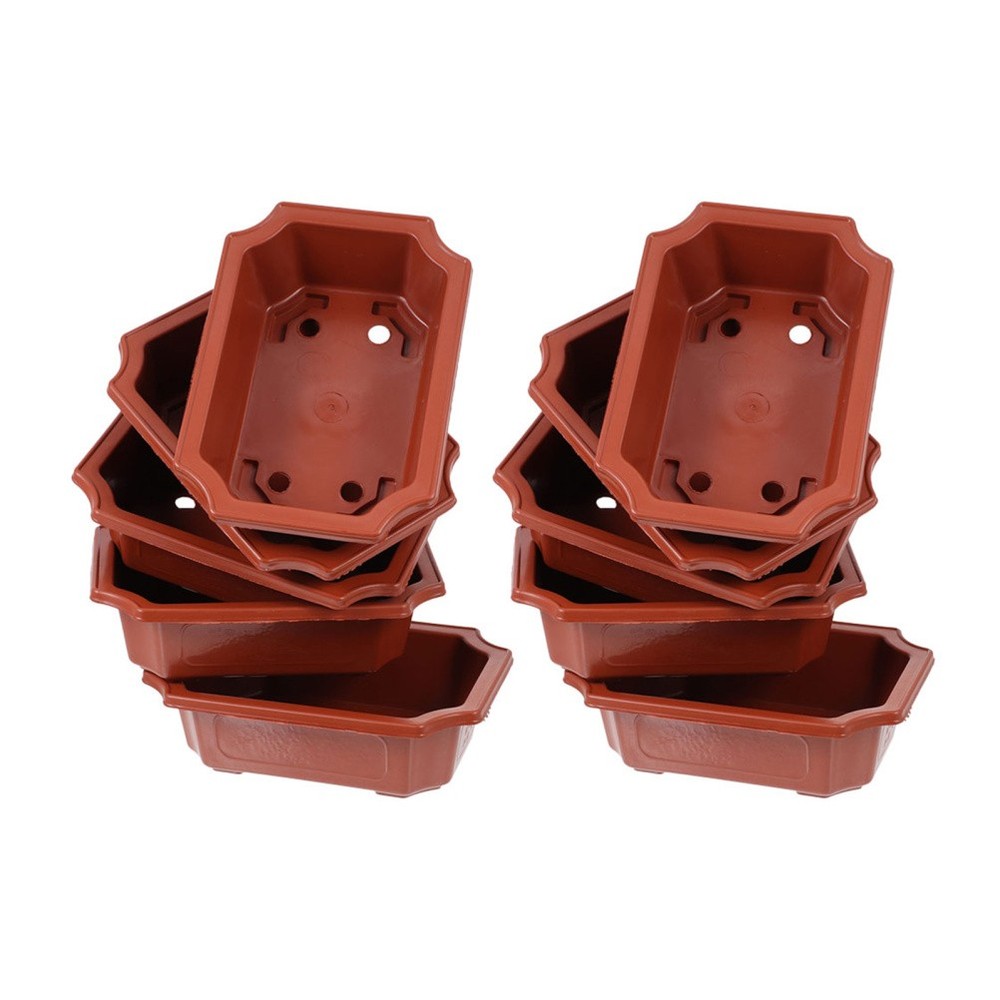 10 Pcs Rectangular Bonsai Pots Vintage Style Plastic Flower Pot for Plants