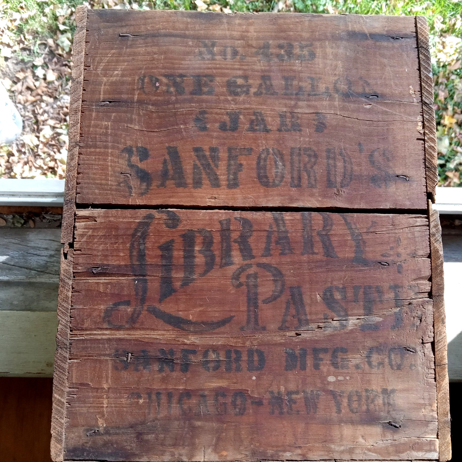 SANFORD'S INKS LIBRARY PASTE WOOD SHIPPING BOX 100 YEARS OLD PRINTED ALL 4 SIDES