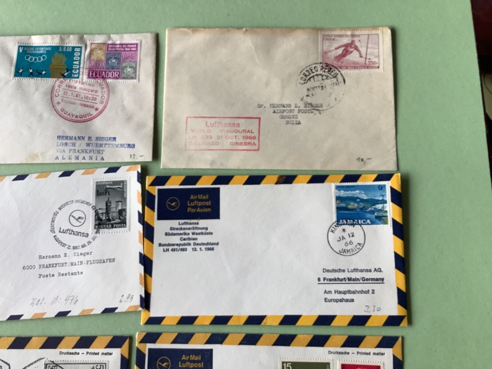 Airmail flight cover mixed world 9 items Ref A1462