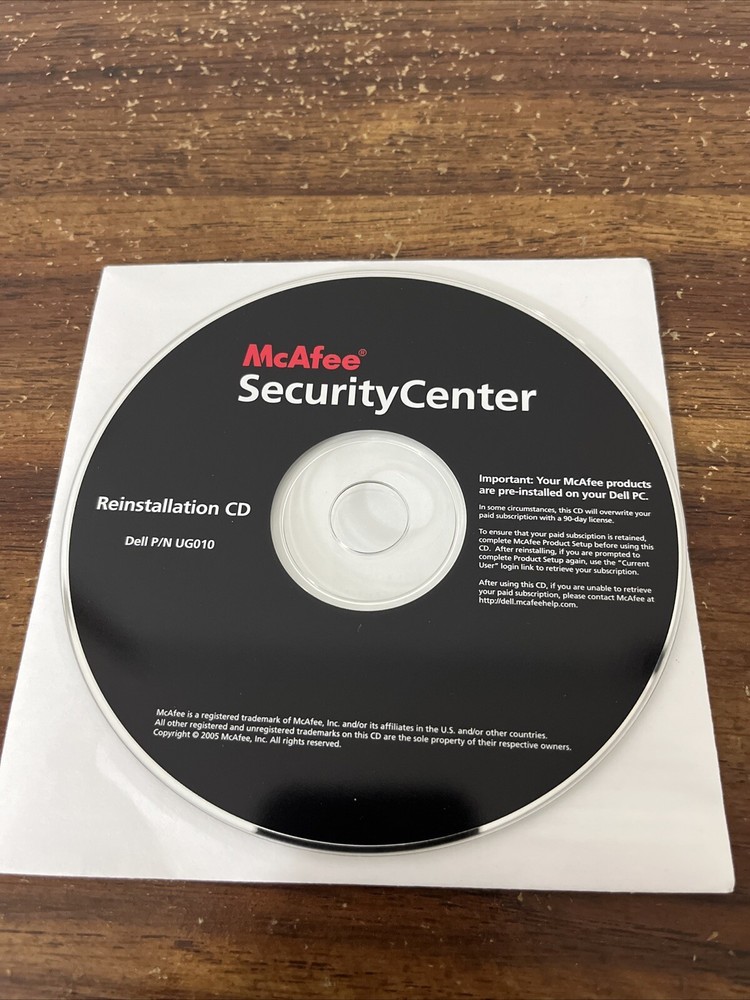 McAfee Security Center Reinstallation CD