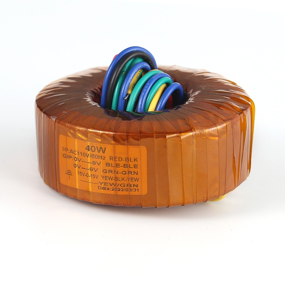 AC110V/60Hz 40W Toroidal Transformer for DAC Dual 15V / 9V OUT for Audio Decoder