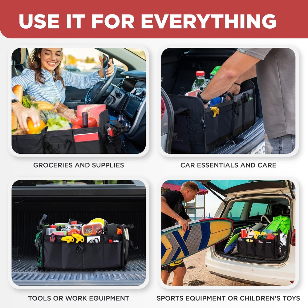 Adjustable Car Storage Organizer with Multi Compartments Portable SUV Trunk