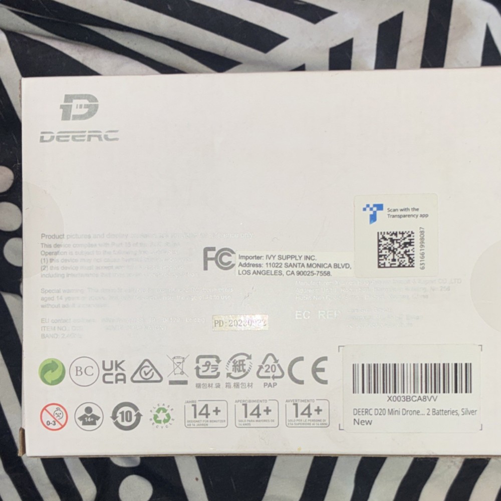 DEERC D20 Mini Drone Quadcopter with HD Camera, 2 Batteries, Silver