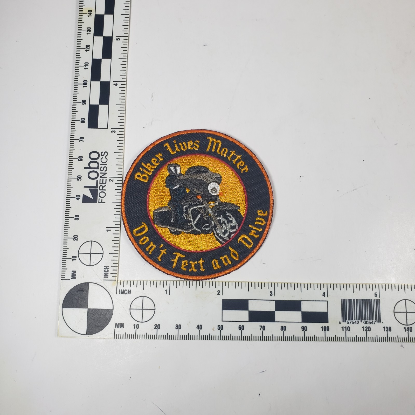 Biker Lives Matter Don't Text and Drive Embroidered 3" Orange Biker Patch