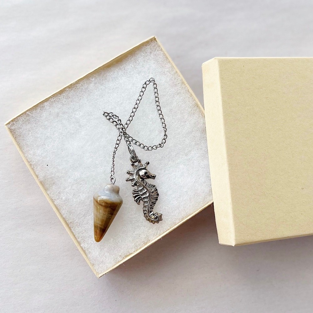 Agate Pendulum Seahorse Charm Gemstone Divination Dowsing