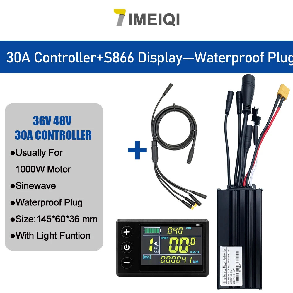 Three-Mode E-bike Sine Wave Controller 36V 48V 17/26/30/40A with LCD Display