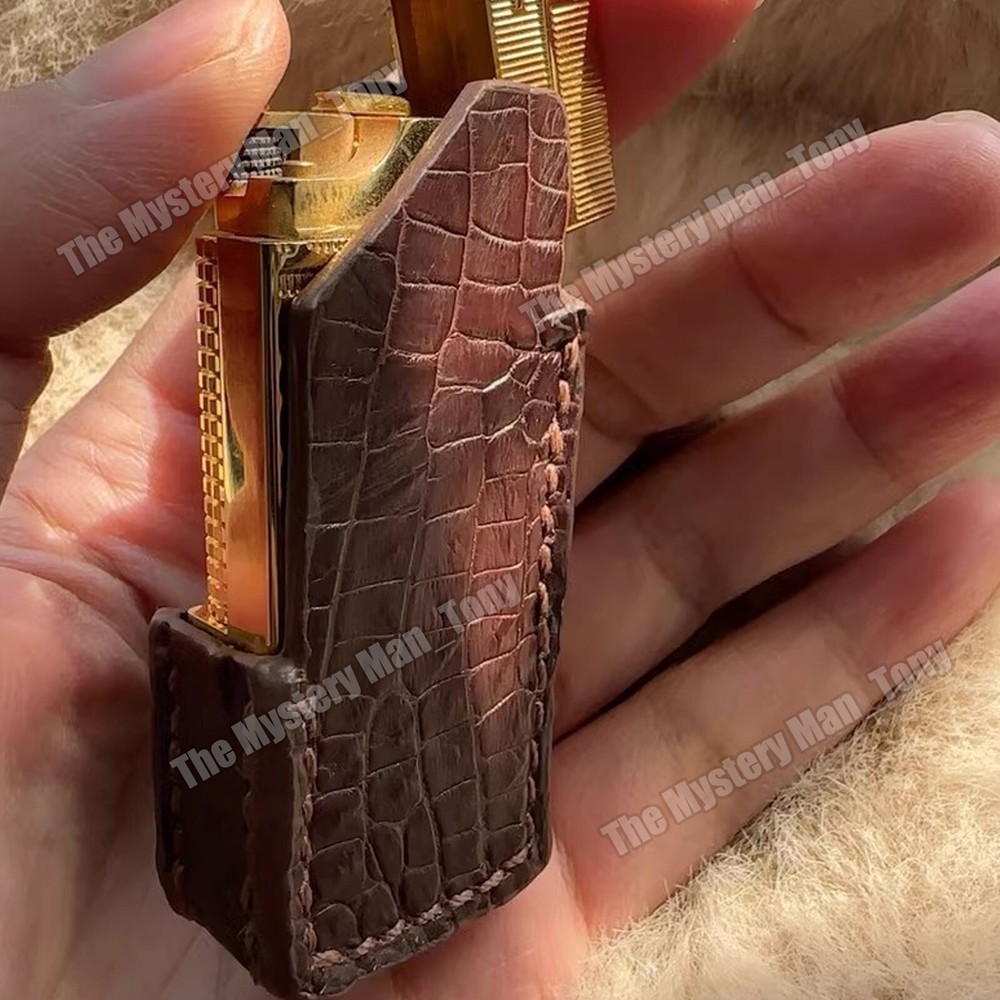 Handmade Crocodile Leather Lighters Protective Case for for Dunhill lighter