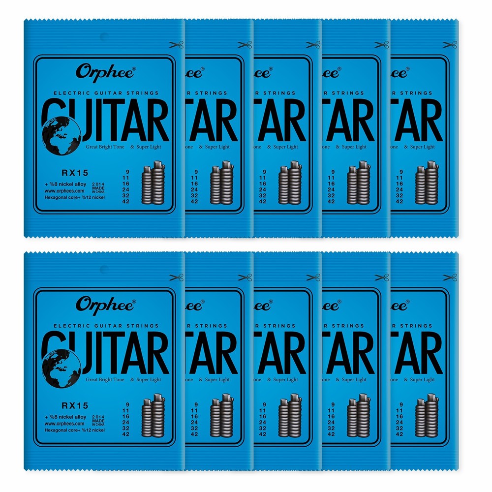 10Set Orphee RX15 Electric Guitar Strings Hexagonal Carbon Steel 6pcs/set US