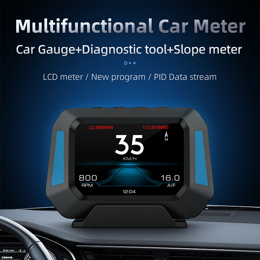 Car Speed Speedometer OBD2+GPS Head Up Display Alarm Water Temp Data Stream P21