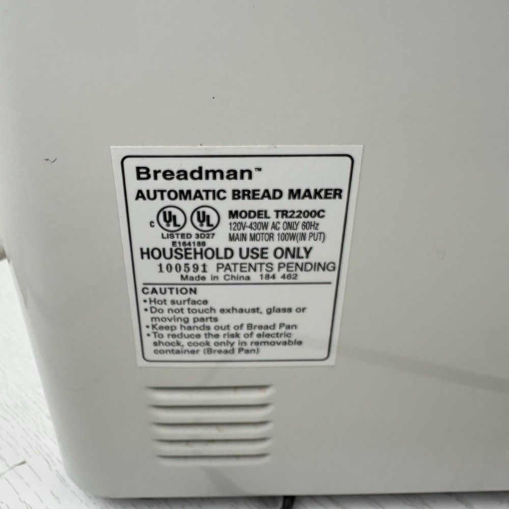 Breadman Ultimate Bread Maker Baking Automatic Machine TR2200C Tested Working