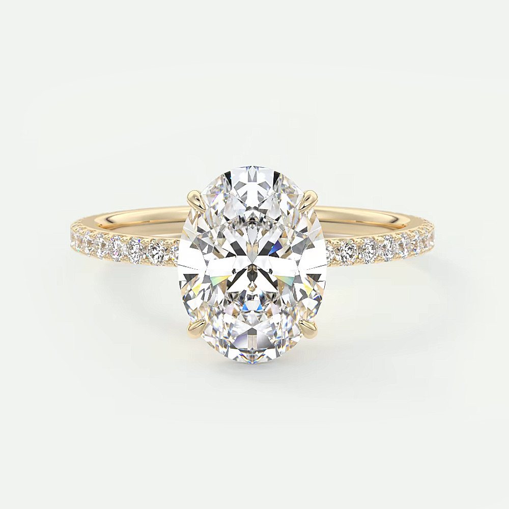 Diamond Setting Ring Semi Mount Oval 0.20 Carat Solid 14k Yellow Gold E F VS