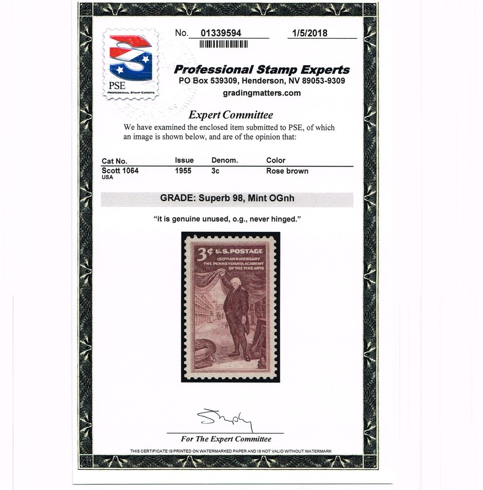 EXCEPTIONAL GENUINE SCOTT #1062 MINT PRISTINE OG NH PSE CERT GRADED SUPERB 98