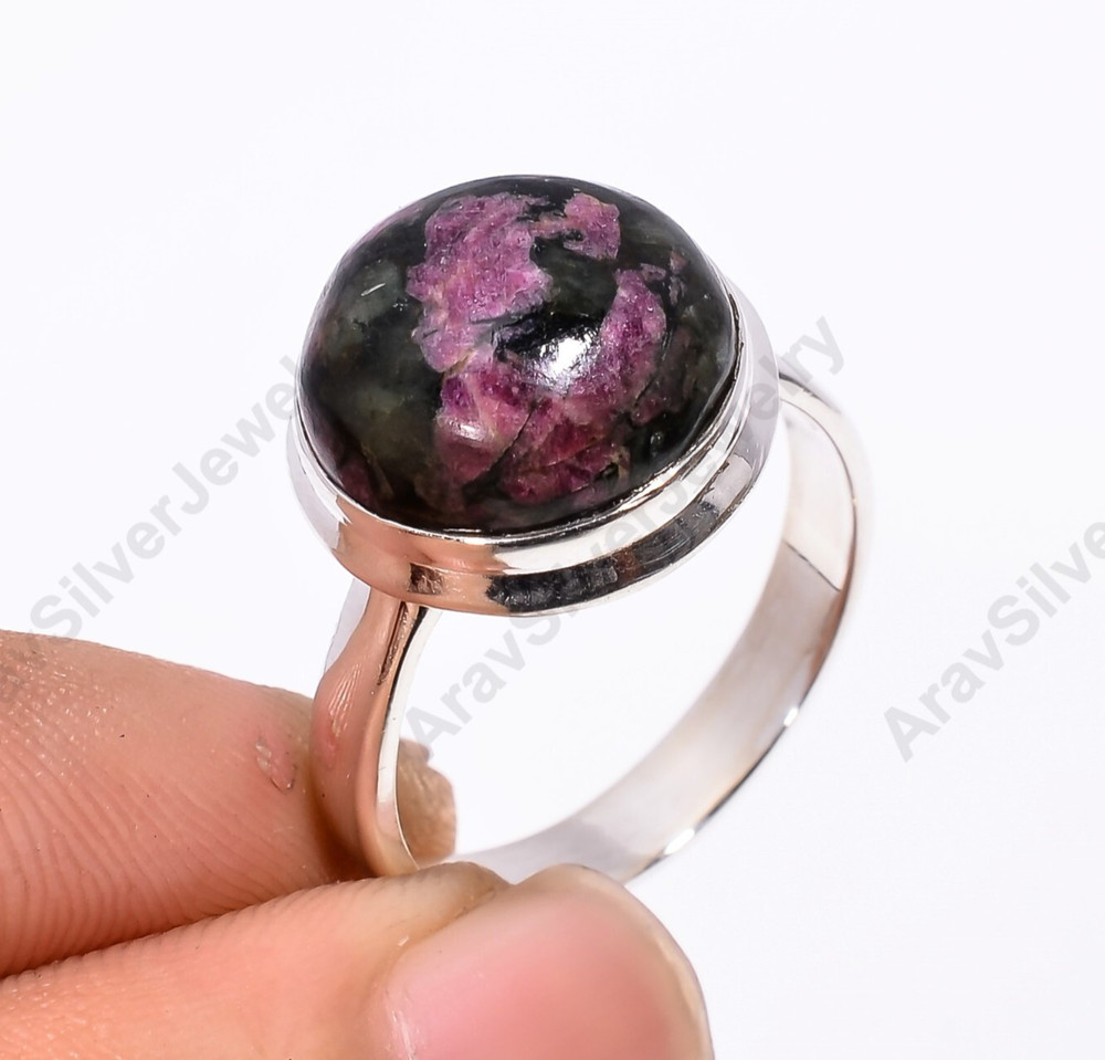 Eudialyte Gemstone Ring 925 Sterling Silver Statement Boho Ring Gift for Her