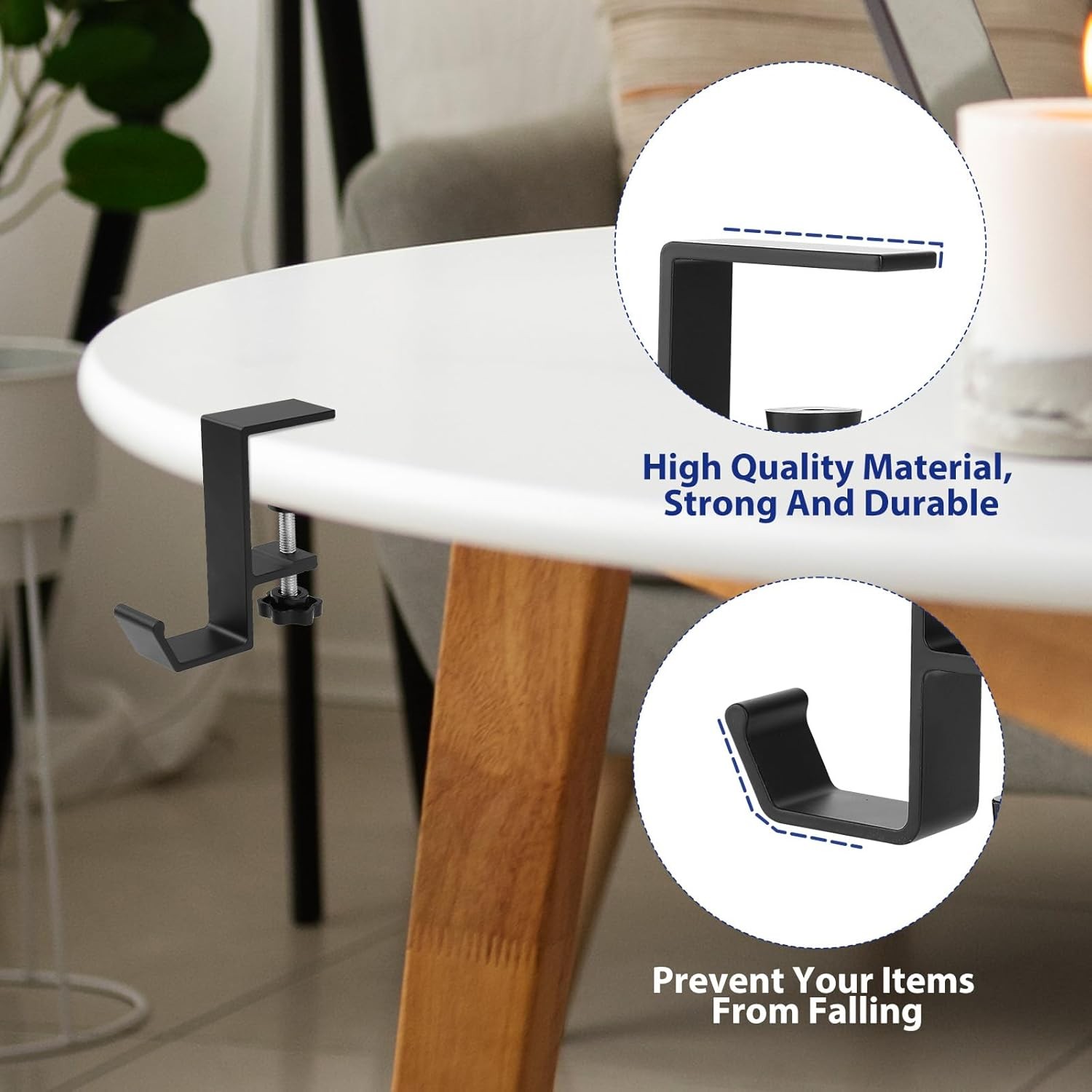 Metal Headphone Hook Under Desk Adjustable Hanger Stand for Headphones