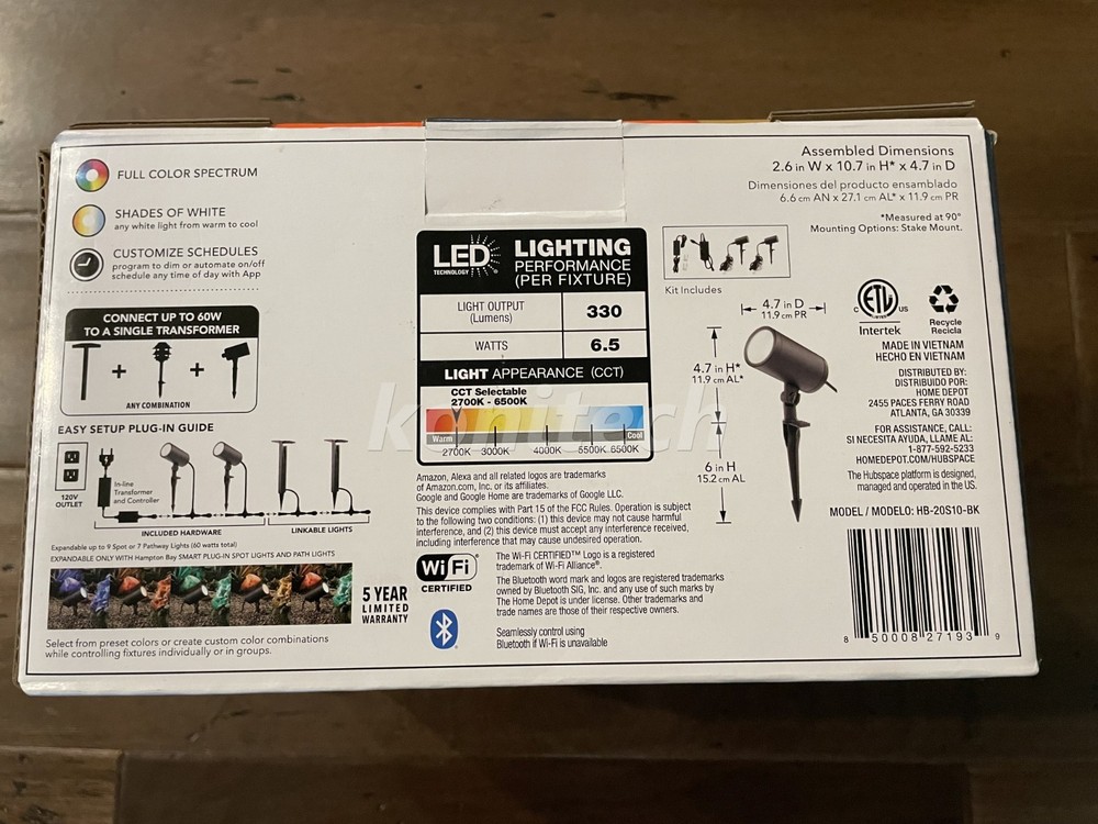 Hampton Bay Smart Color Changing Spot Light Kit Controller Transformer 2 pack