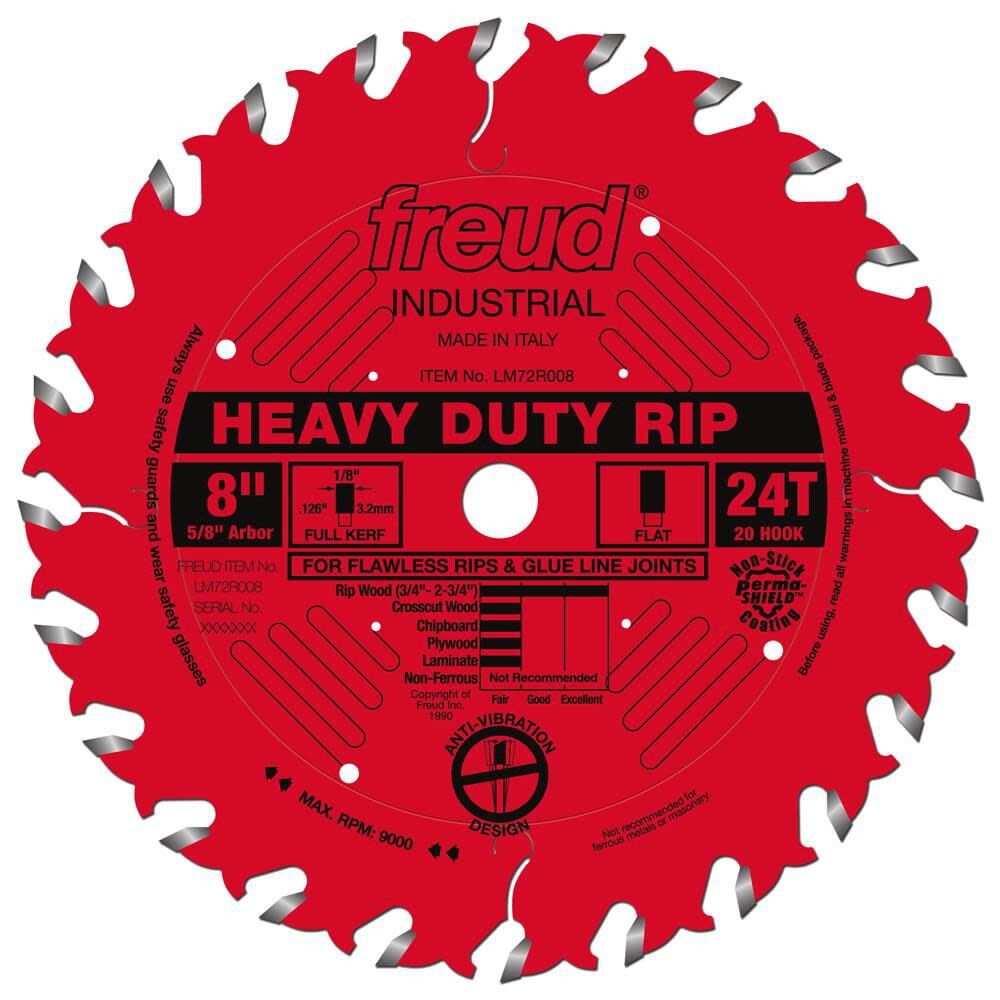 Freud 8In Heavy-Duty Rip Blade With Perma-Shield Coating