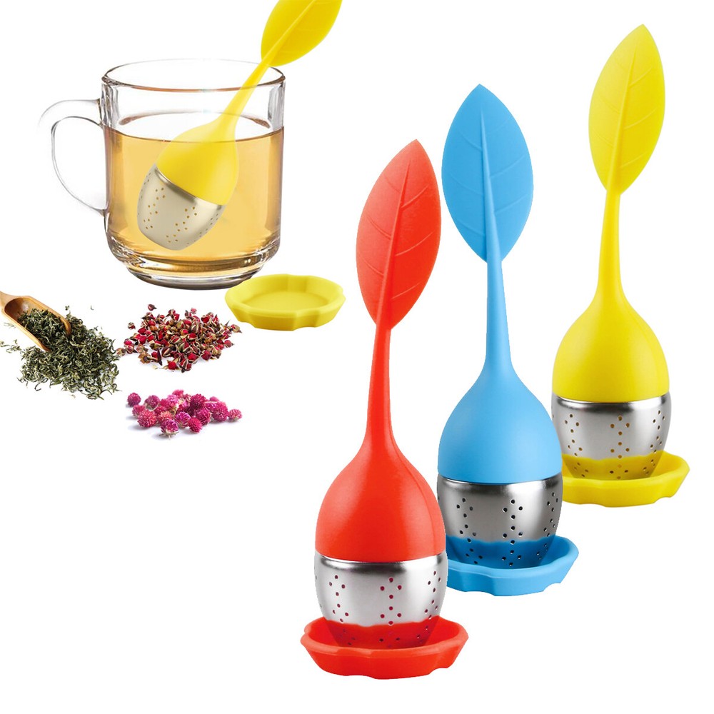 Tea Infuser Yellow+Blue+Red Silicone Loose Leaf Stainless Spice Filter Diffuser