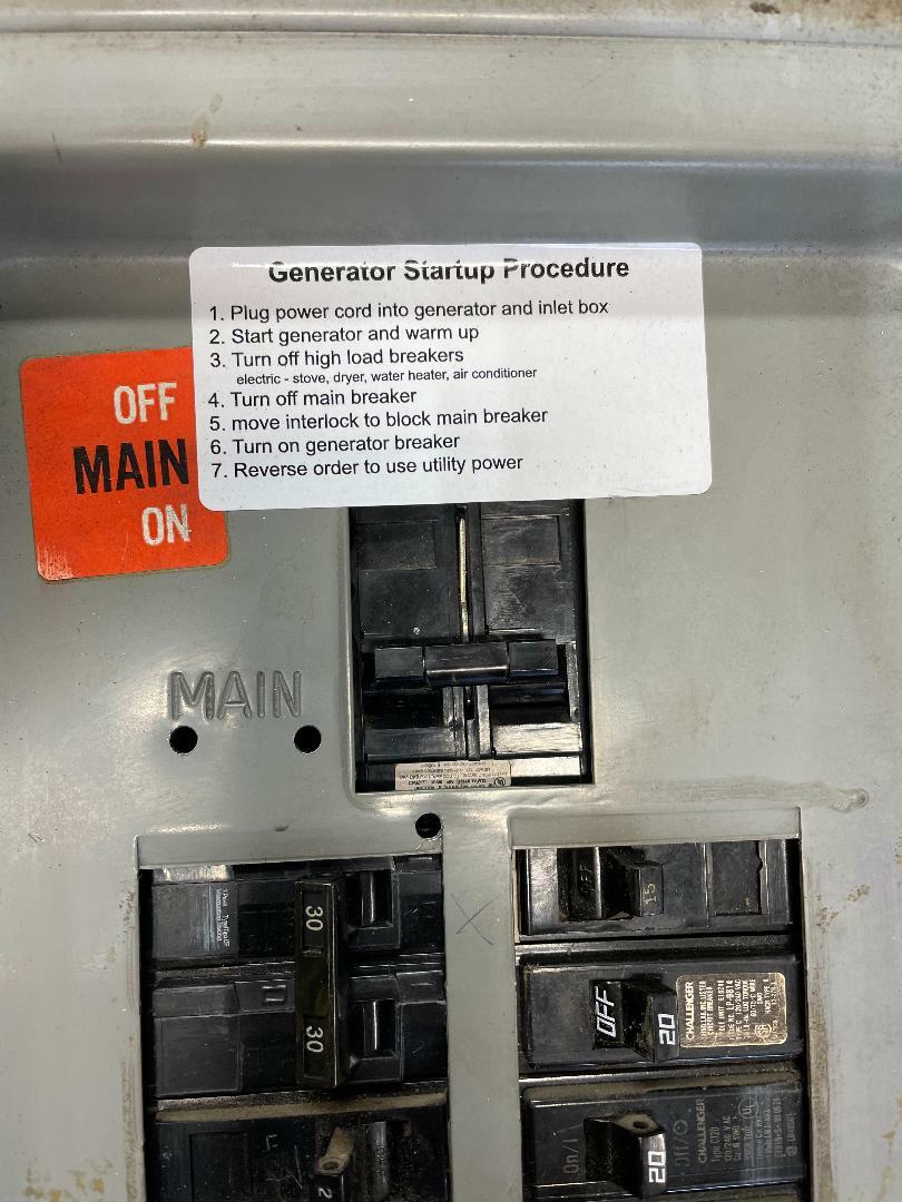 Generator Interlock Kit Murry 100 amp panel