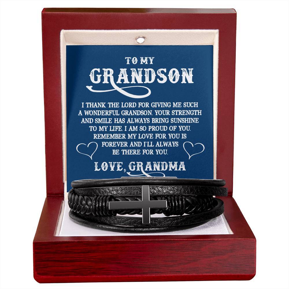 Grandson Gift, Multi Layer Men's Leather Bracelet Gift