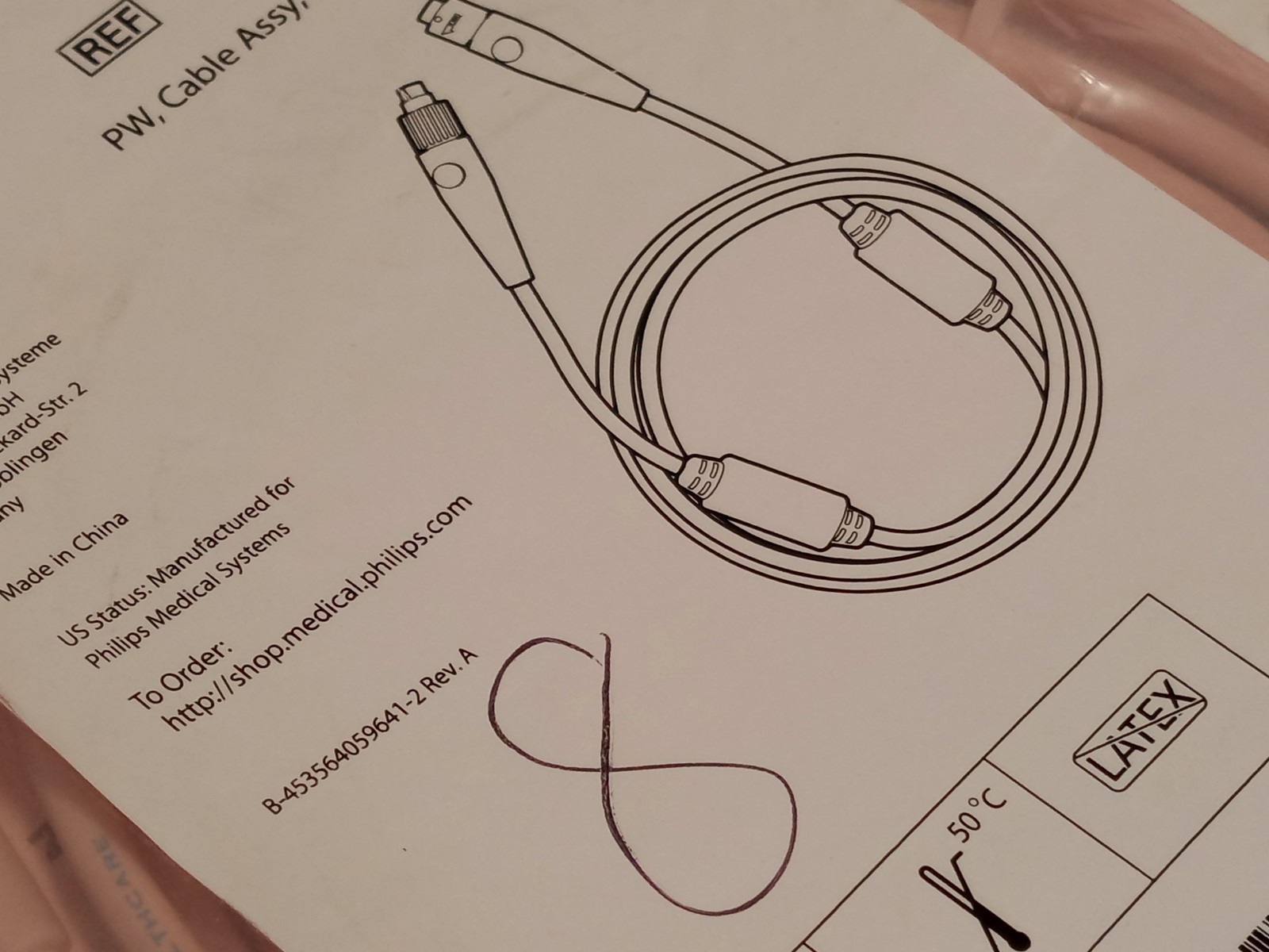 Philips 989803158481 PageWriter TC IEC patient data cable assembly, orig. bag