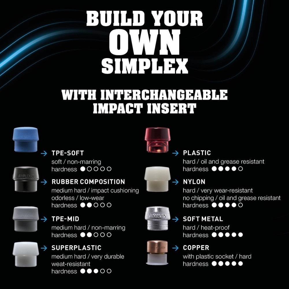 Halder 3027.030, Simplex Mallet with Black Rubber & Superplastic Inserts