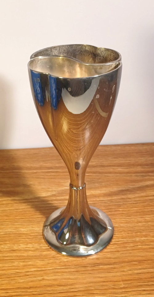 Silver Plated Celebration Cup Split Chalice Goblet 8.5" Tall