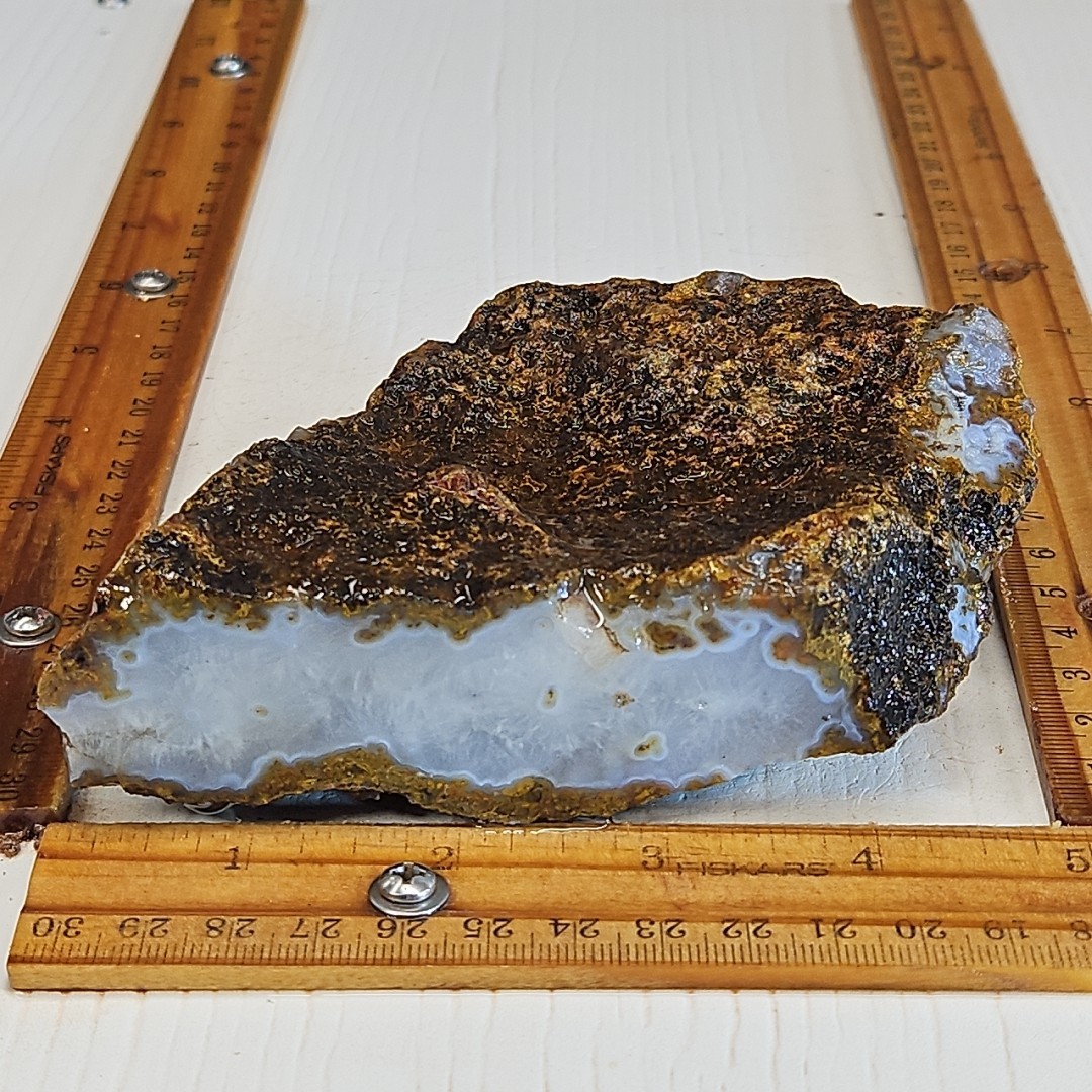 Agua Nueva agate rough. Beautiful light blue banded agate, with drusy 1LB 1.6oz.