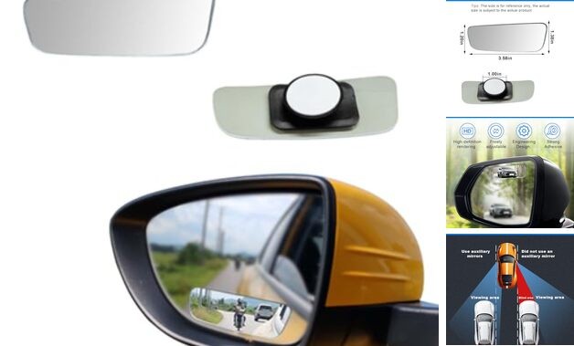 2PCS Rectangle Blind Spot Mirror for Car, Frameless Adjustable 049/Frameless