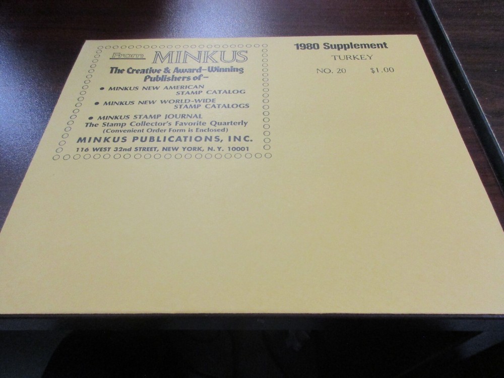 "MINKUS" 1980  SUPPLEMEMENT TURKEY #20       W/FREE SHP.