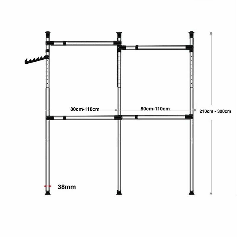3x4 Heavy Duty Adjustable Garment Rack Clothing Pole Closet Rod Organizer IVORY