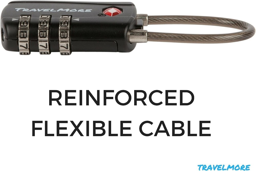 Black TSA Cable Locks 6 Pack - Heavy Duty