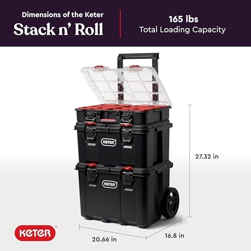 Stack-n-Roll Modular Tools Organizer for Garage Storage and DIY, 3 3PC System