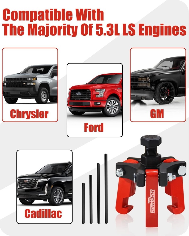 Harmonic Balancer Puller with Adjustable 3-Jaw Puller Kit, Forcing Screw Fits a