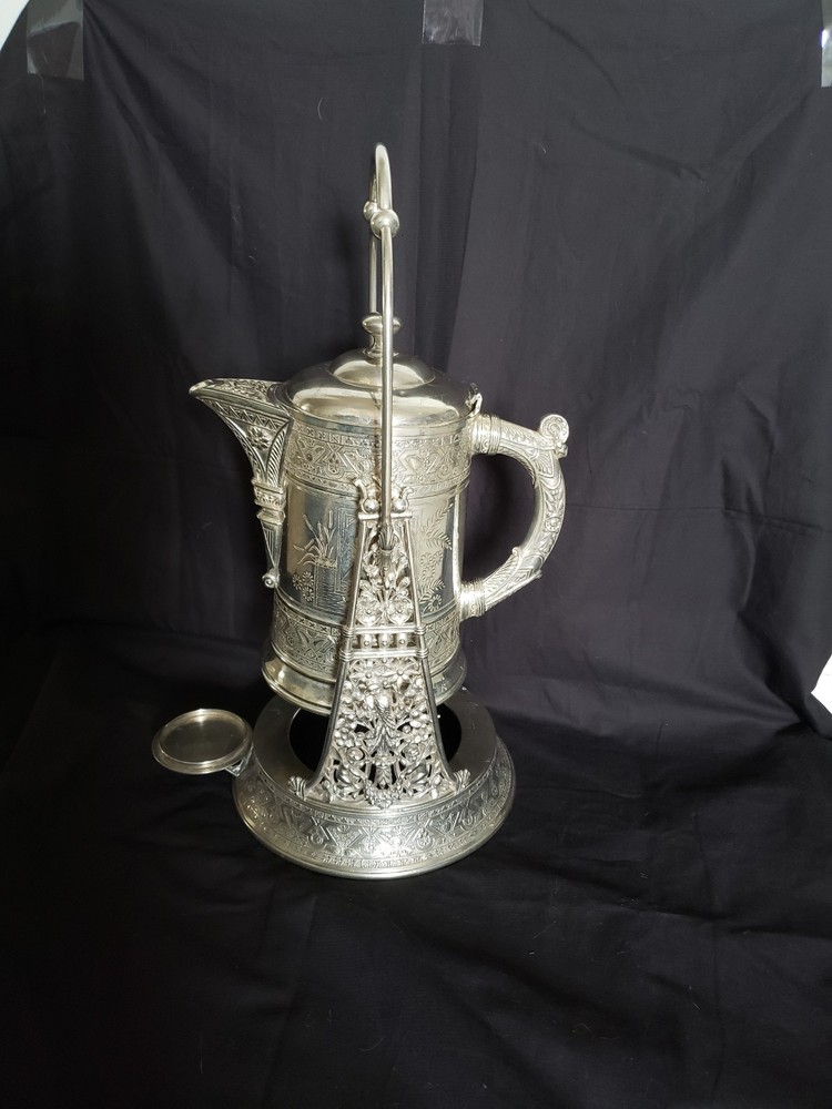 Simpson Hall Miller Quadruple Silverplate Tilting Pitcher + Stand
