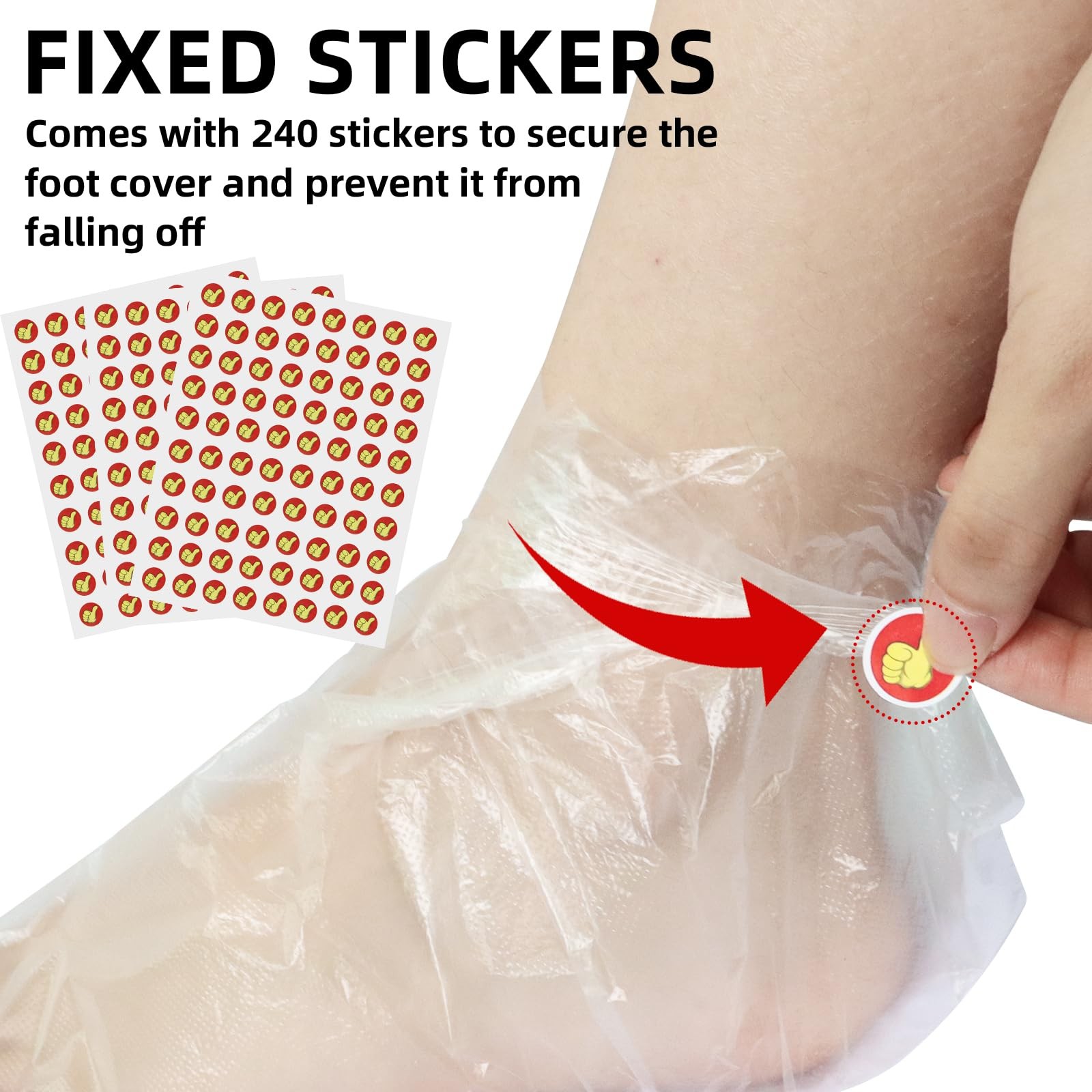 200Pcs Disposable Foot Covers for Feet with 240 Snug Closure Transparent