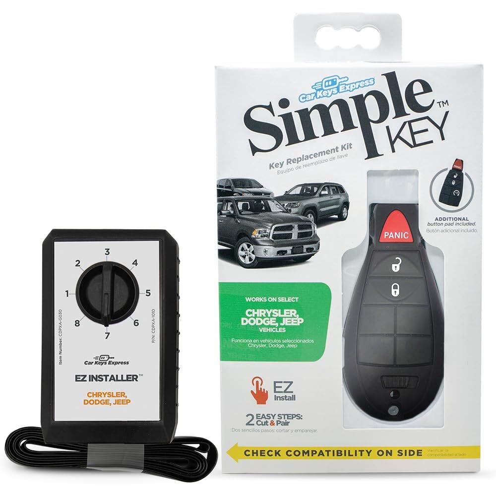 Simple Key, Key Fob and Key Programmer with Interchangeable 3 & 4 Button