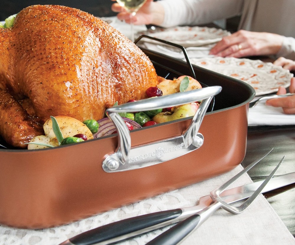 Nordic Ware Turkey Roaster with Rack, Copper X-Large