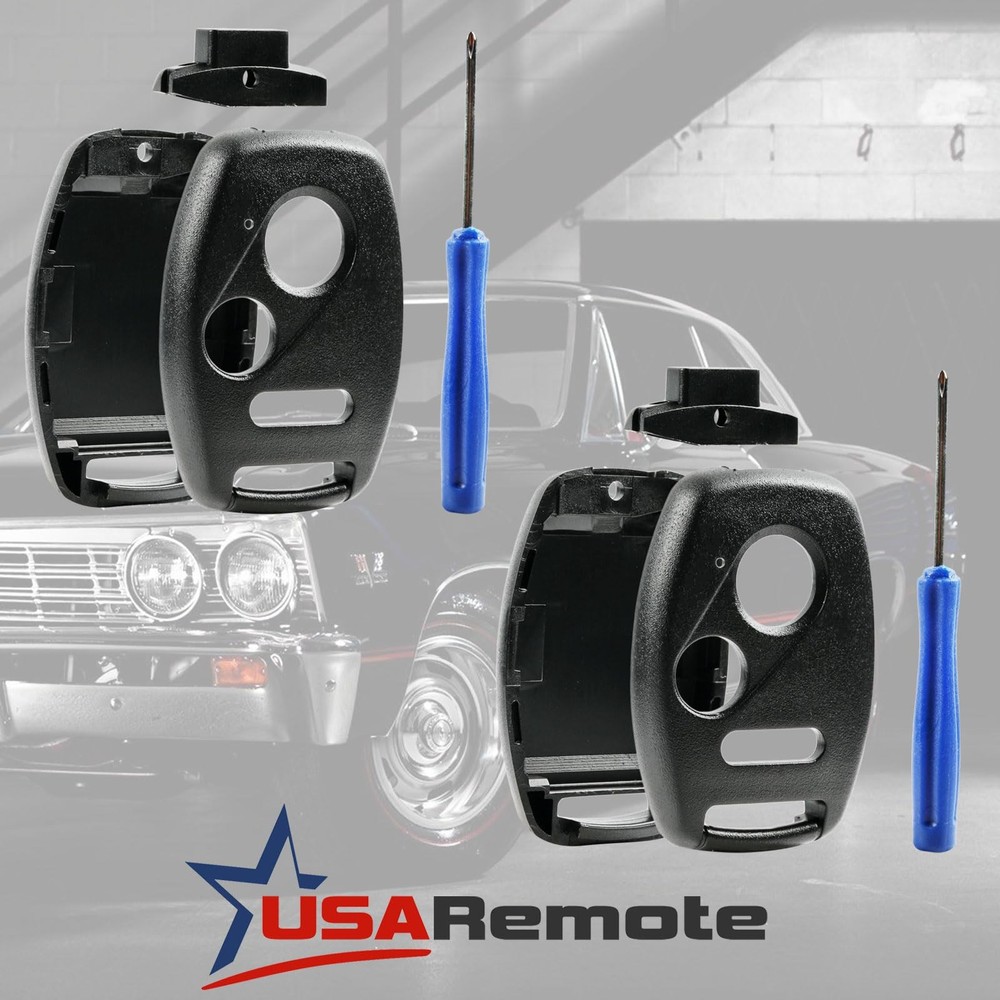 Cutting NOT Required - 2 Key Fob Keyless Entry Remote Shell 2-Pack, Black