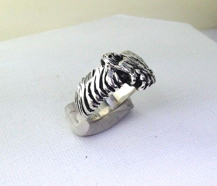 Silver Falcon ring (Eagle Hawk....) (size 9.75 ..6.6dwts handcrafted