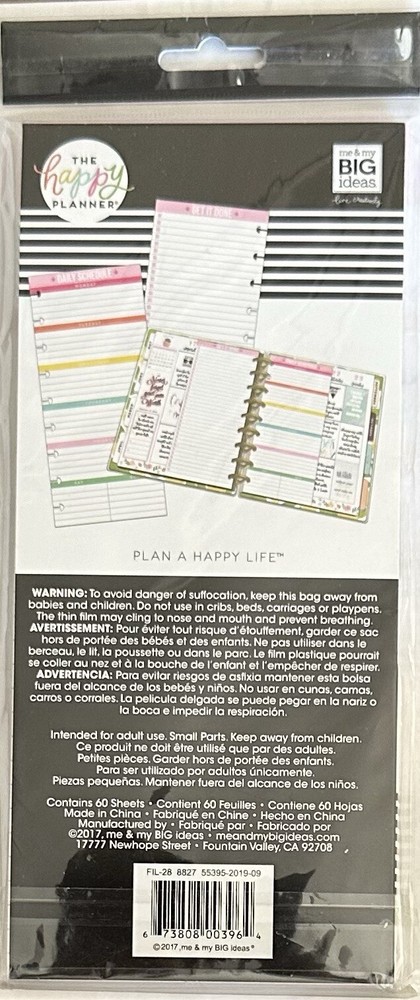 Happy Planner DAILY SCHEDULE Classic Size Half Sheets 60 Pieces