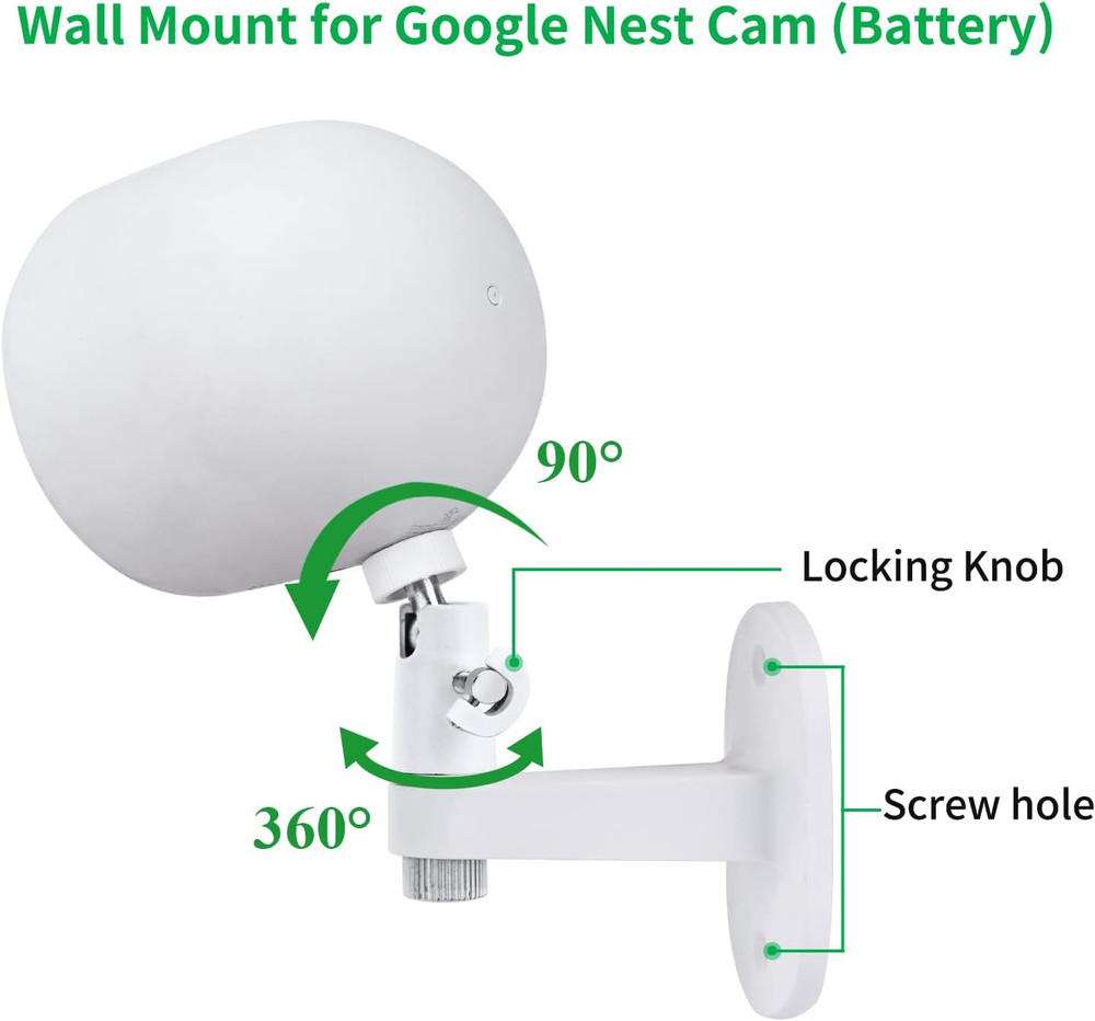 2Pack Adjustable Security Wall Mount Bracket for Google Nest Cam Outdoor