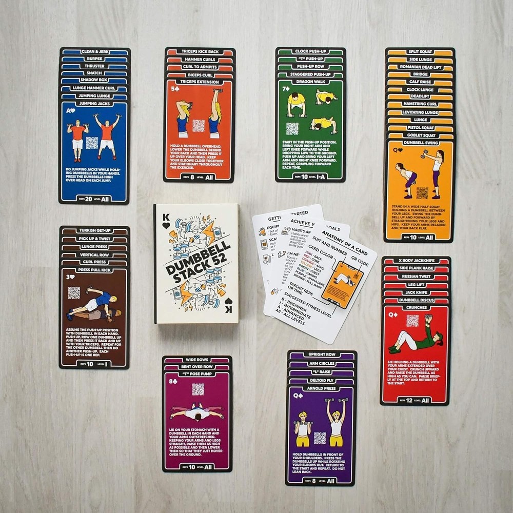 Stack 52 Dumbbell Exercise Cards - Workout Playing Card Game - 2019 Base Deck