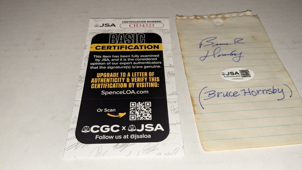 Bruce Hornsby Singer Song Writter Signed Cut JSA Certified