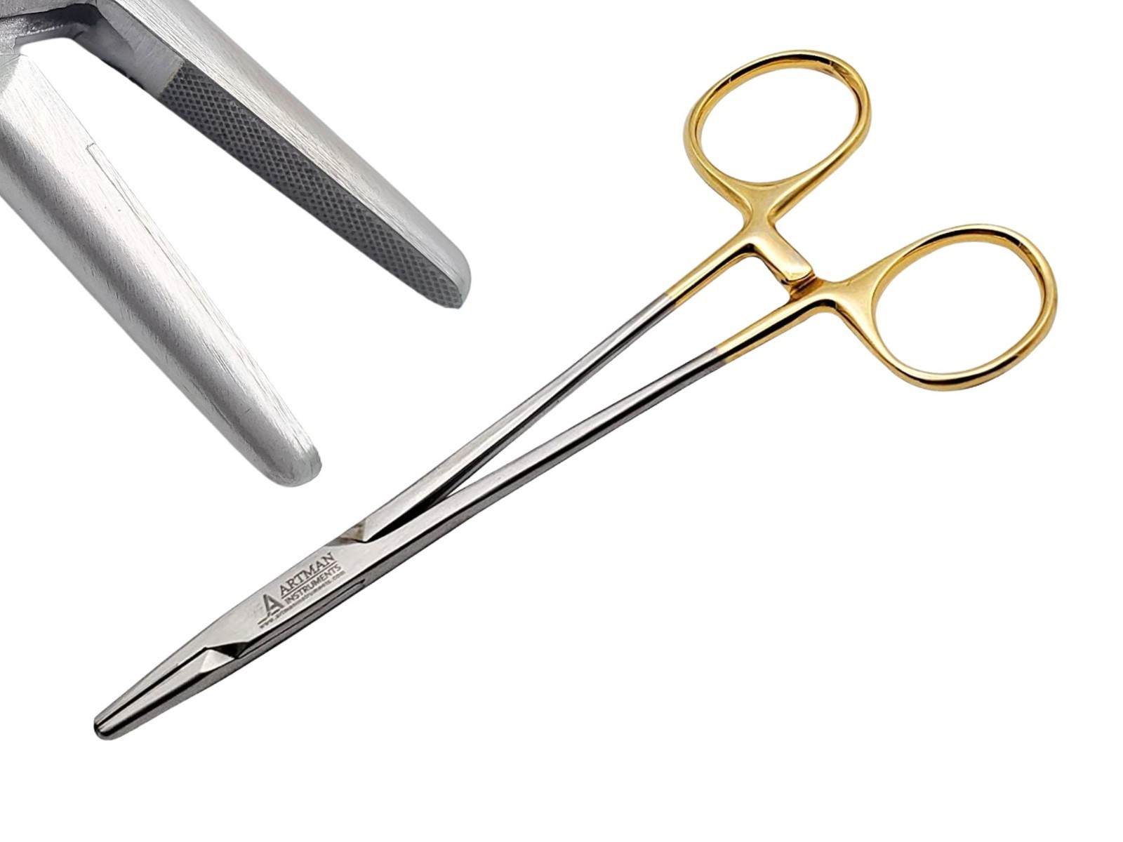 Mayo Hegar Needle Holder Tungsten Carbide Inserts, Gold Plated Needle Driver