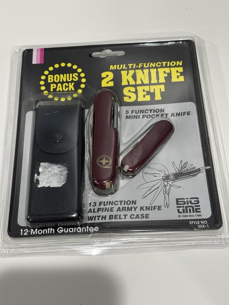NOS Big Time Multi-Function 2 Knife Set Pocketknives Alpine Army Knife SSX-1