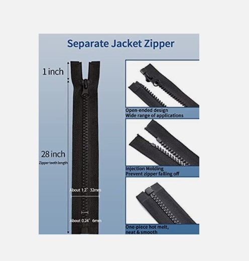 3 Piece 28 Inch Separating Jacket Zippers Replacement for Sewing Coats Jacket