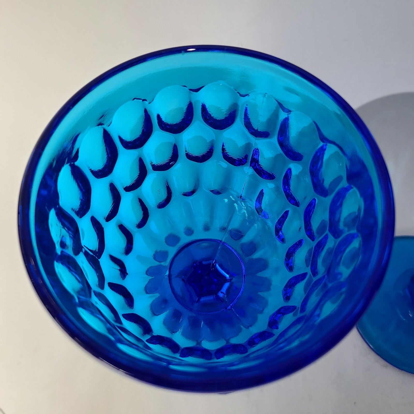 Fenton set of 2 Goblets Colonial Royal Blue Thumb Print 6.5" high