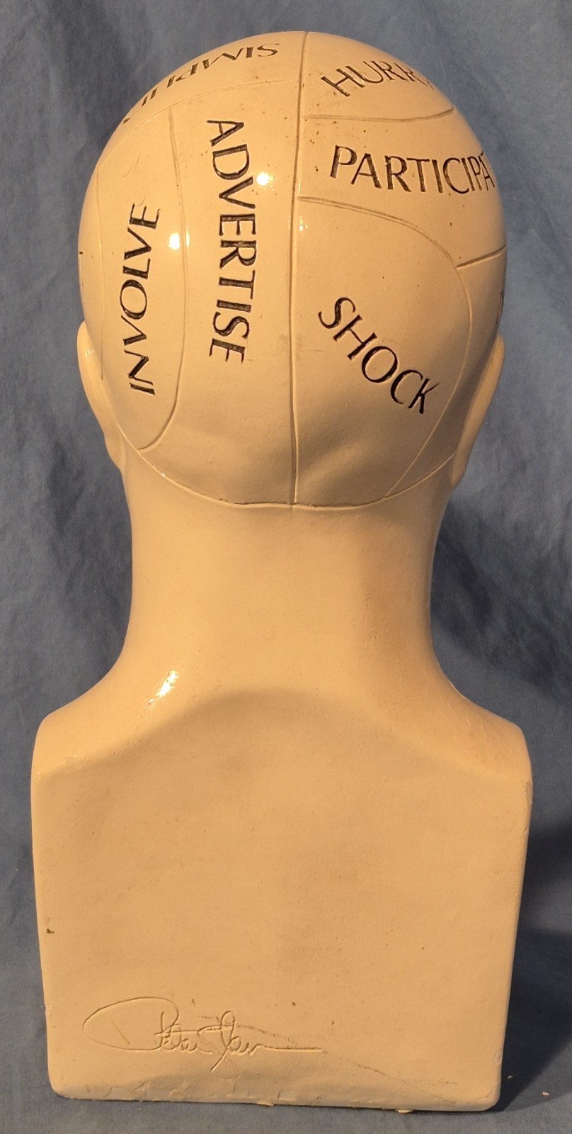 Vintage 11" Phrenology Bust / Head Statue, Chalkware (?), Scientific Psychology