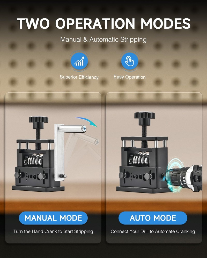 CREWORKS Manual Wire Stripping Machine, Drill Powered Stripper Black