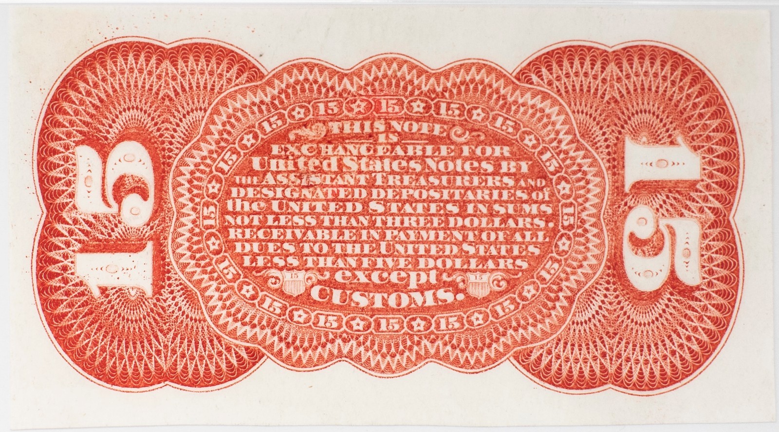 Fr-1273-5 spnmb, 15c Grant-Sherman Specimen, US Fractional Currency, PMG64EPQ